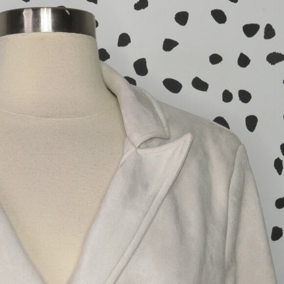 T Tahari White Faux Suede Double Breasted Tailored Blazer Jacket - Picture 2 of 10